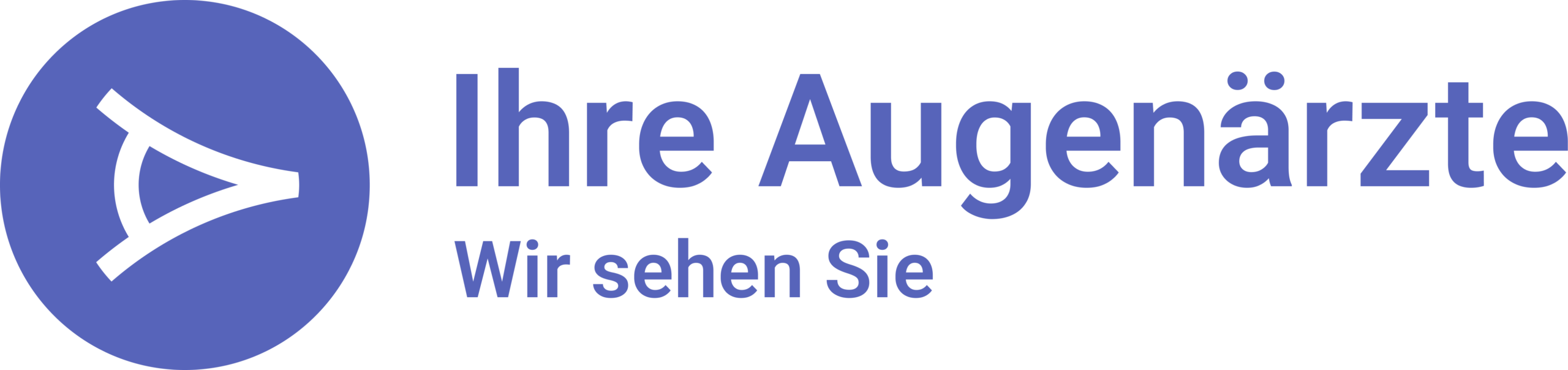 Logo mit stilisiertem Auge und Schriftzug "Ihre Augenärzte", darunter "Wir sehen Sie", in Blau.